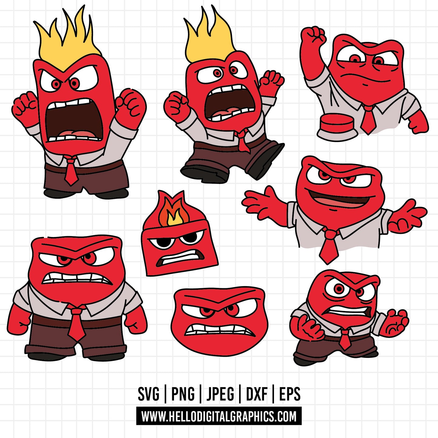 COD1493 - Anger Inside Out 2 SVG, EPS, PNG - Characters inside out anger Clipart Vector. Inside Out 2 digital Download.