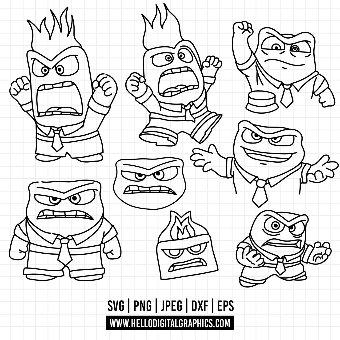 COD1494 - Anger Inside Out 2 SVG, EPS, PNG - Characters inside out anger Clipart Vector. Inside Out 2 digital Download