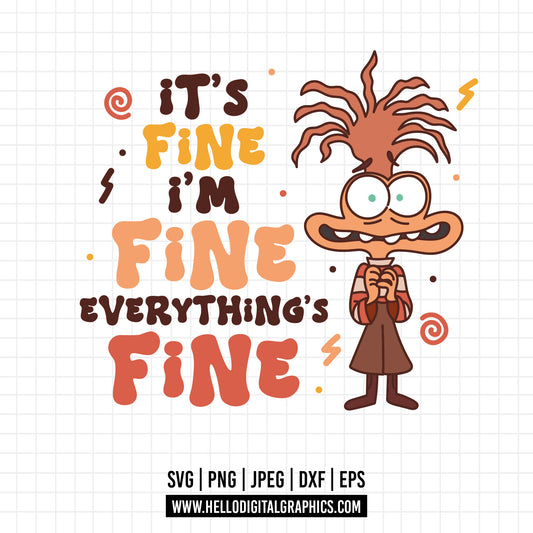 COD1523 - I'm fine svg, Anxiety Inside Out 2 svg, Inside Out 2 Clipart PNG, Inside Out Digital Download, printable transparent background