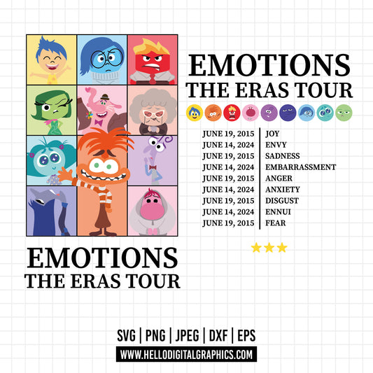 COD1535 - Emotions the era tour svg, inside out party clipart, svg, inside out svg, inside out t shirt svg, Anxiety Inside Out 2 svg, Inside Out 2 Clipart PNG