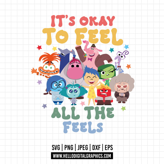 COD1536 - It's okay too feel all the feels svg, It's okay to feel all the feels svg, Anxiety Inside Out 2 svg, Inside Out 2 Clipart PNG