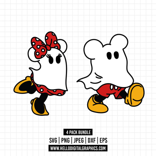 COD1545- Mickey anf minnie ghost svg, mickey ghost svg, Minnie ghost svg, Halloween svg, Mickey svg, Disney svg