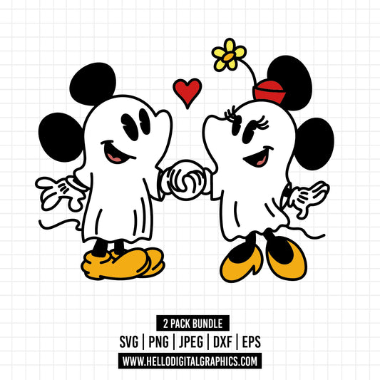 COD1546- Mickey and minnie ghost svg, mickey ghost svg, Minnie ghost svg, Halloween svg, Mickey svg, Disney svg