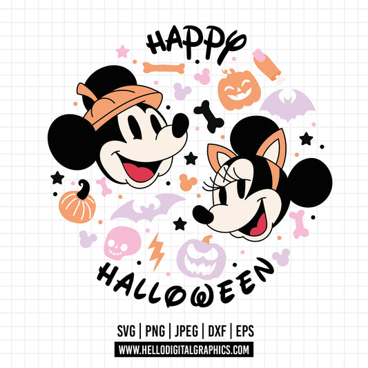 COD1548- Happy Halloween svg, Mickey and minnie svg, Trick Or Treat Svg, Spooky Vibes Svg, Halloween Disney svg