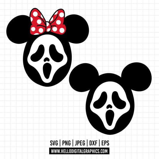 COD1560 Mickey and minnie scream svg, Minnie and mickey halloween svg, disney svg, halloween svg