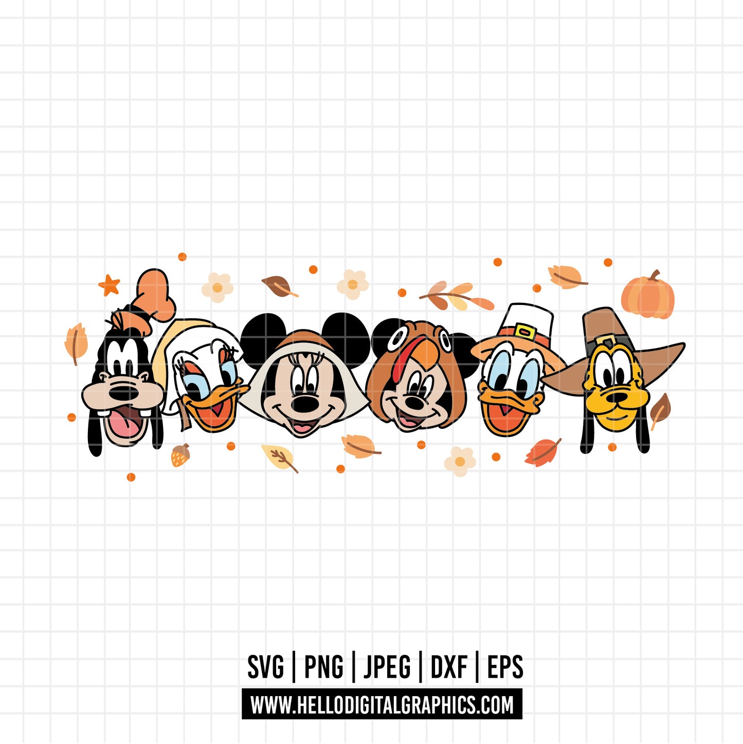 COD1571- Mouse And Friends Fall Vibes Svg, Fall Svg, Happy Fall Svg, Autumn Leaf Svg, Thankgiving Svg, Turkey Svg