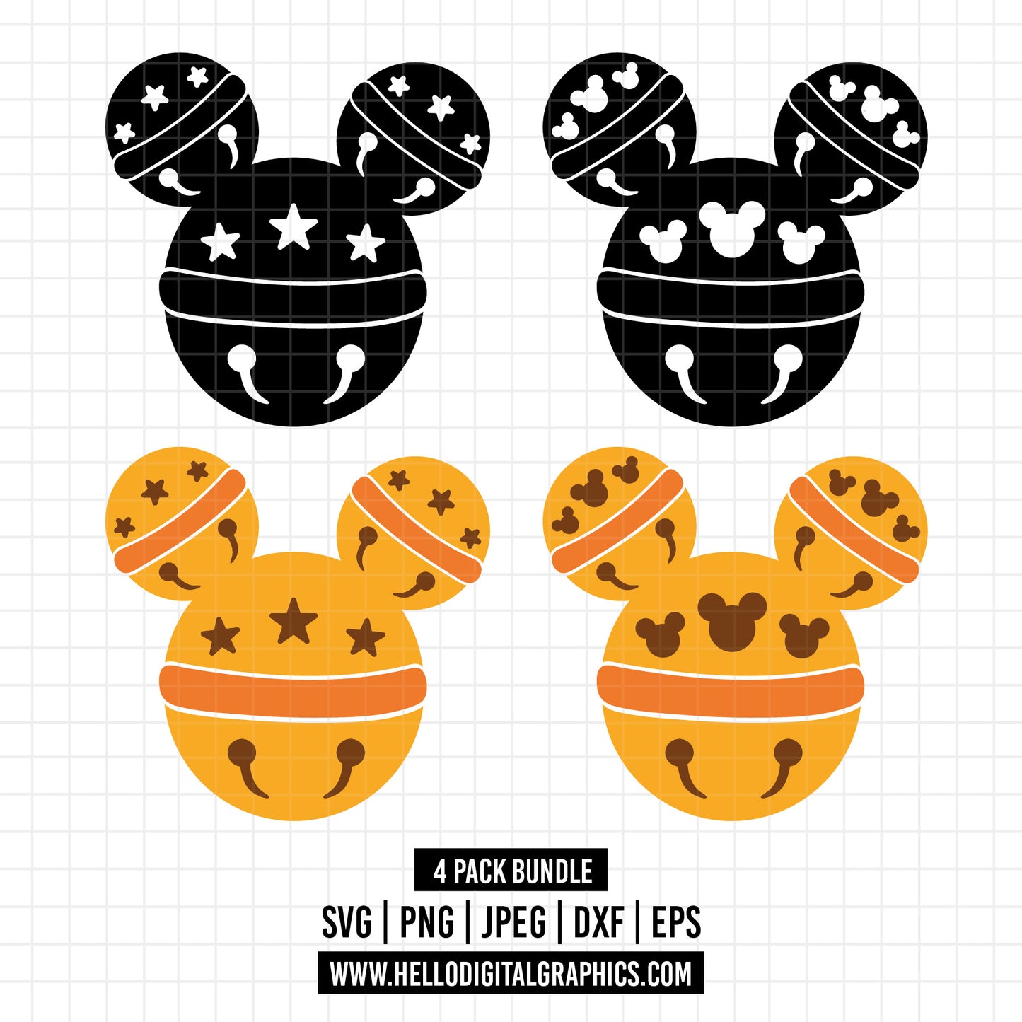 COD1574- Mickey Mouse Head Jingle Bells SVG, Christmas Decor Svg, cut files, Vector graphics, disney svg, christmas svg