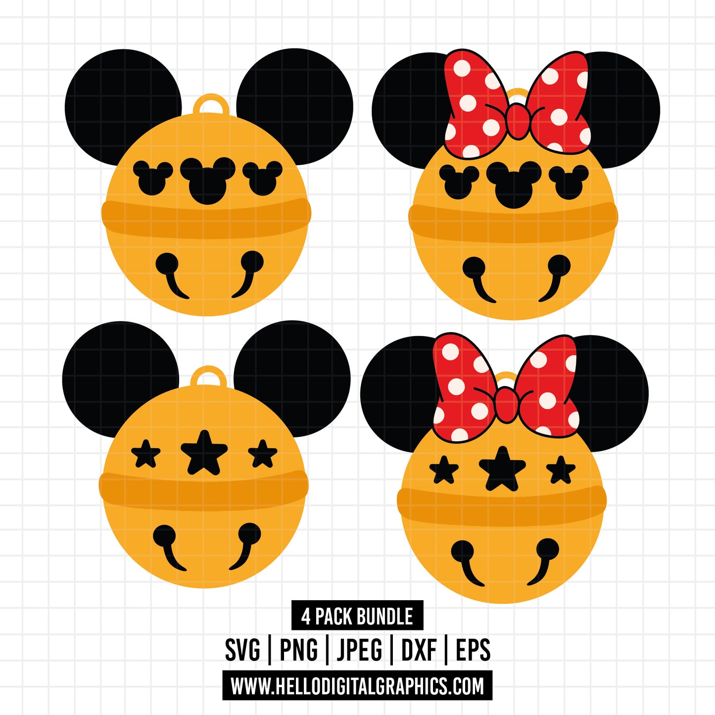 COD1577- Mickey Mouse Head Jingle Bells SVG, Christmas Decor Svg, cut files, Vector graphics, disney svg, christmas svg