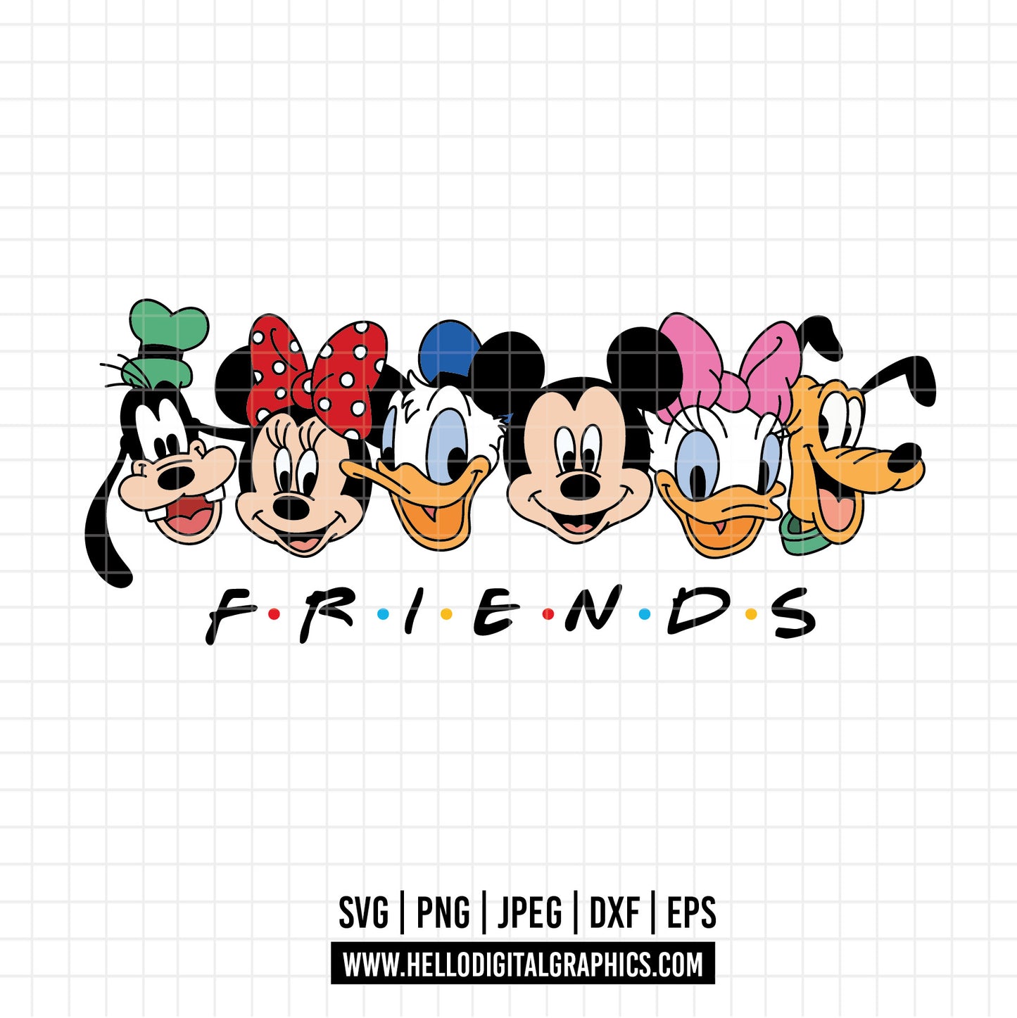 COD1582- Friends svg, Disney svg, mickey svg, minnie svg, pluto svg, goffy svg, donald svg, Silhouette, Cricut