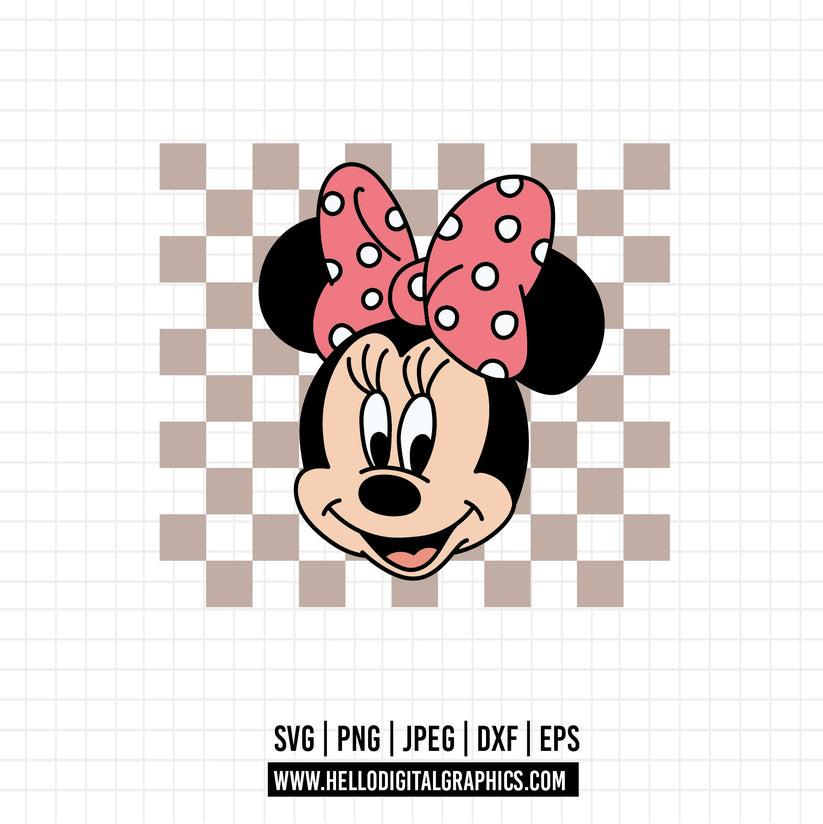 COD1593 - Checkered Miss Mouse Svg, Retro Miss Mouse Svg, Family Vacat ...