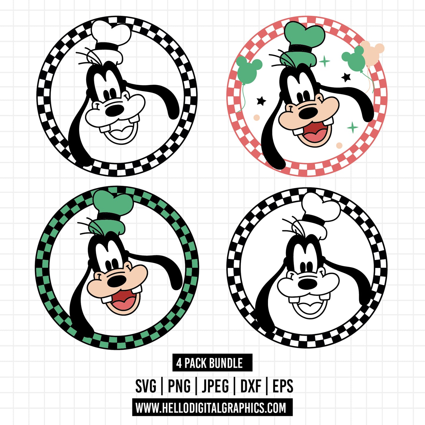 COD1608 -  Checkered Goofy svg, Movie, Retro, Ears Head, Svg Png Dxf Formats, Cut, Cricut, Silhouette