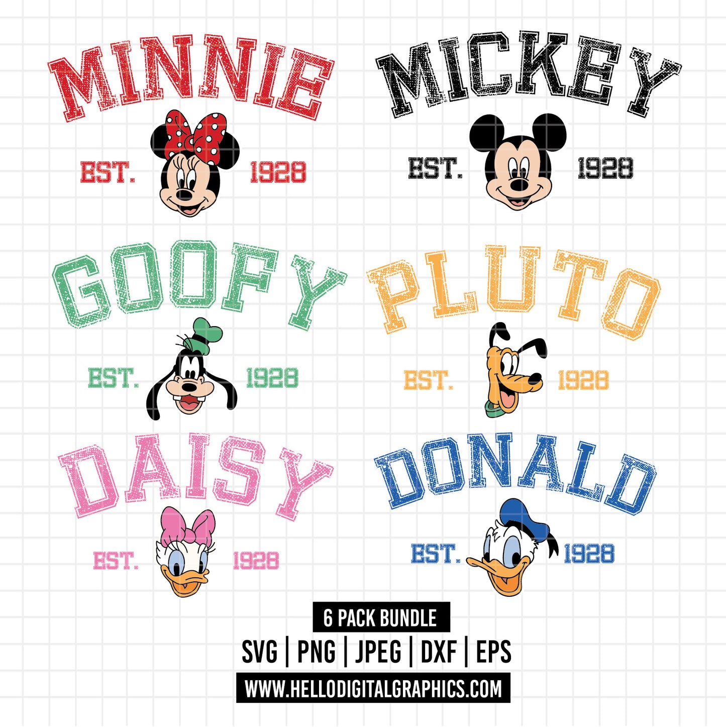 COD1639 - Checkered Daisy, Minnie, mickey, goofy, pluto, donald svg, Movie, Retro, Ears Head, Svg Png Dxf Formats, Cut, Cricut, Silhouette