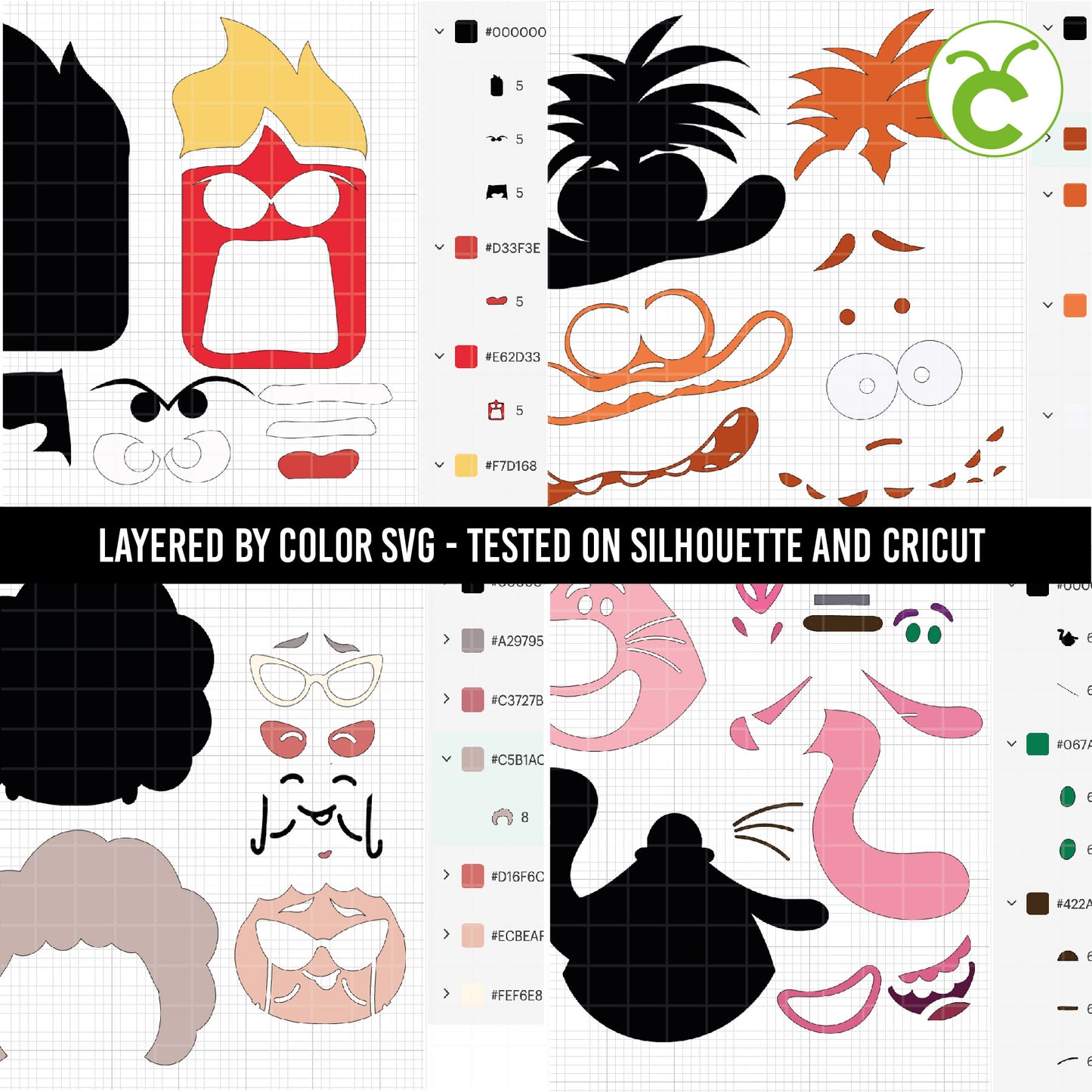 COD1643 - Layered SVG, Inside out 2 svg, inside out clipart, anger svg, anxiety svg, nostalgia svg, bing bong svg, layered by color, silhouette