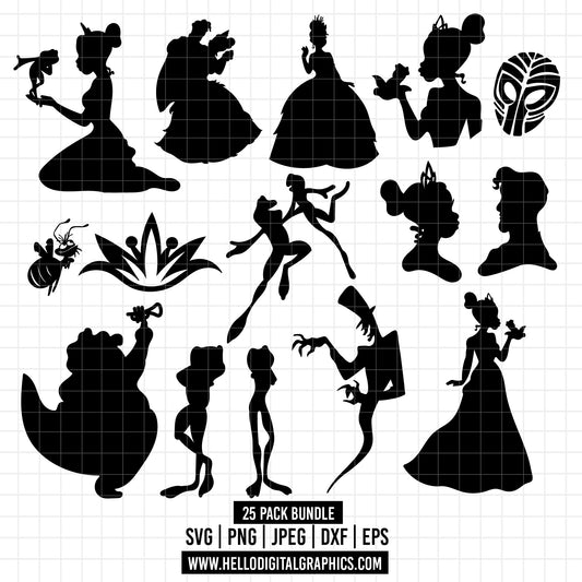 COD1654- The frog and the Princess svg, tiana svg, frog svg, Princess Tiana with Frog, cricut silhouette, Princess svg, Disney svg