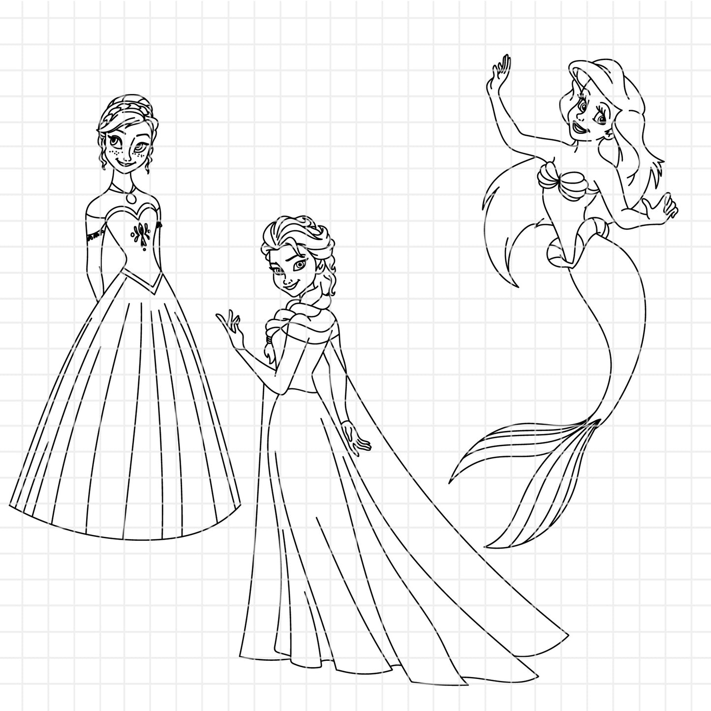 COD1655 Disney Princess outline svg bundle, 14 princess SVG, Princess SVG, princess svg Files for Cricut Silhouette