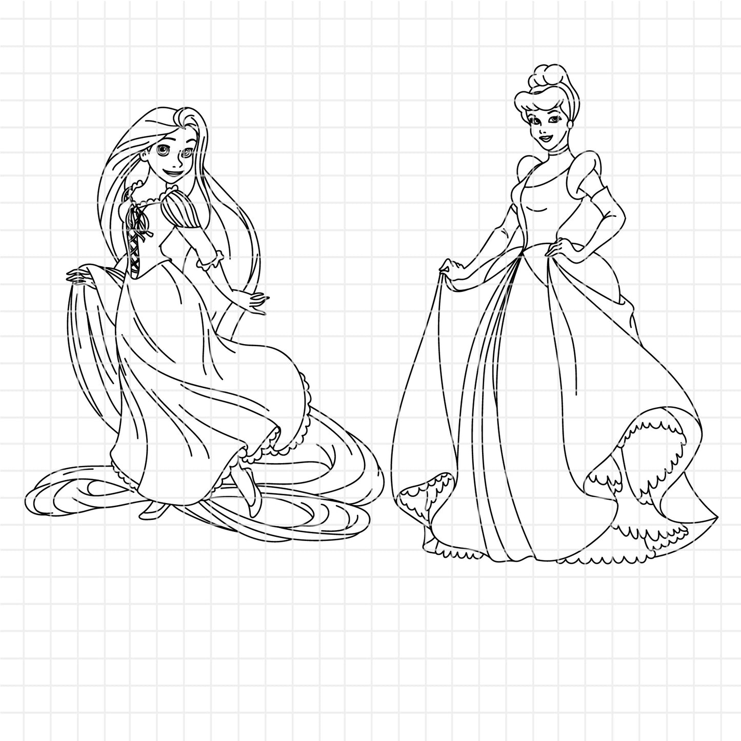 COD1655 Disney Princess outline svg bundle, 14 princess SVG, Princess SVG, princess svg Files for Cricut Silhouette