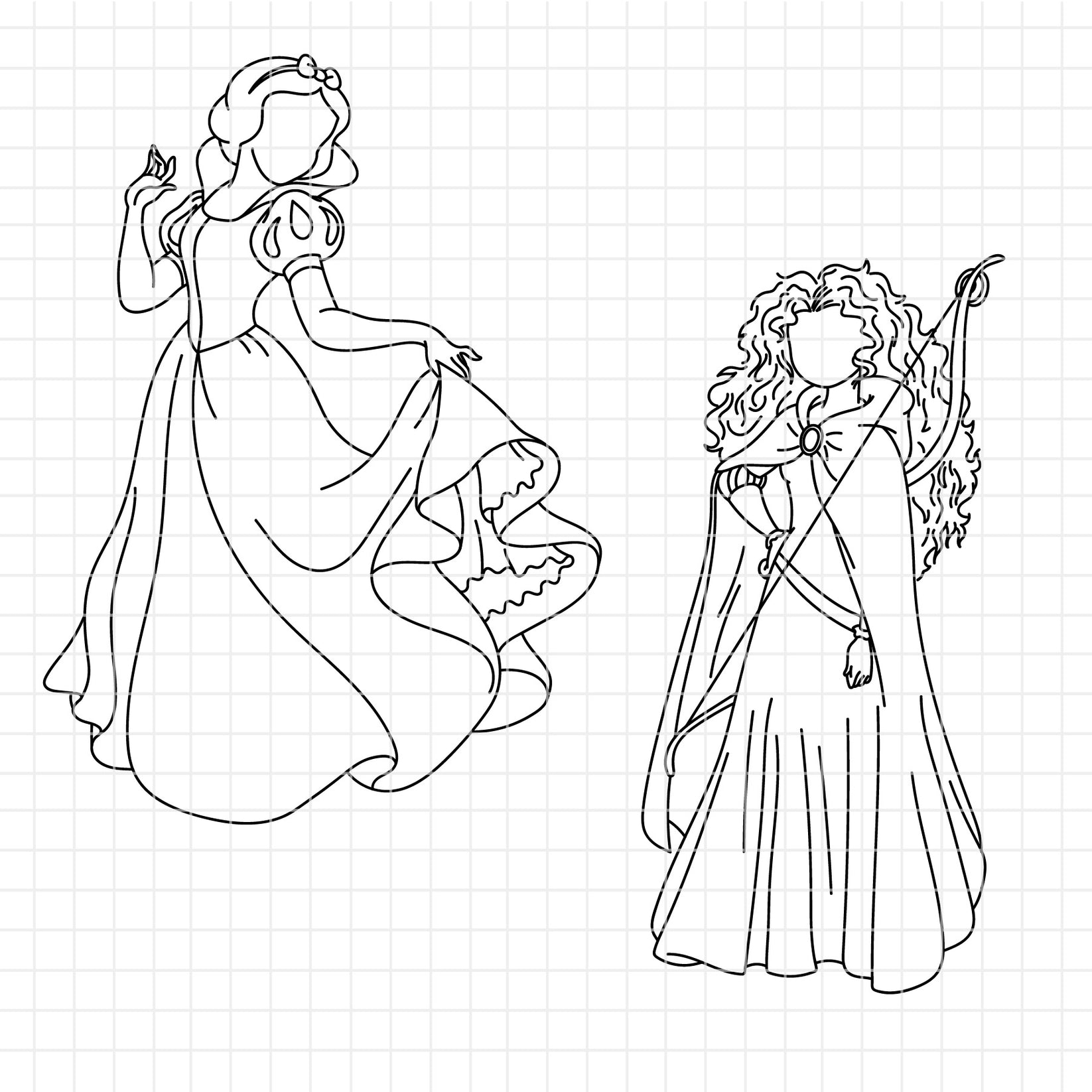 COD1656 Disney Princess outline svg bundle, 14 princess SVG, Princess