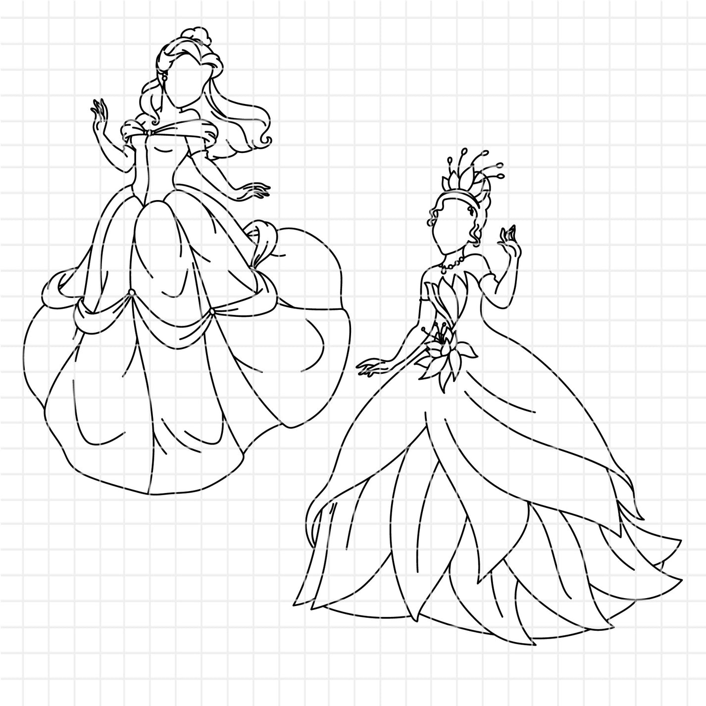 COD1656 Disney Princess outline svg bundle, 14 princess SVG, Princess