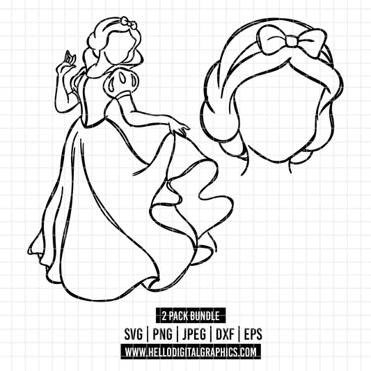 COD1661 -Snow White svg, Princess SVG, Snow White and the Seven Dwarfs svg, Cricut, Silhouette, outline svg, disney svg