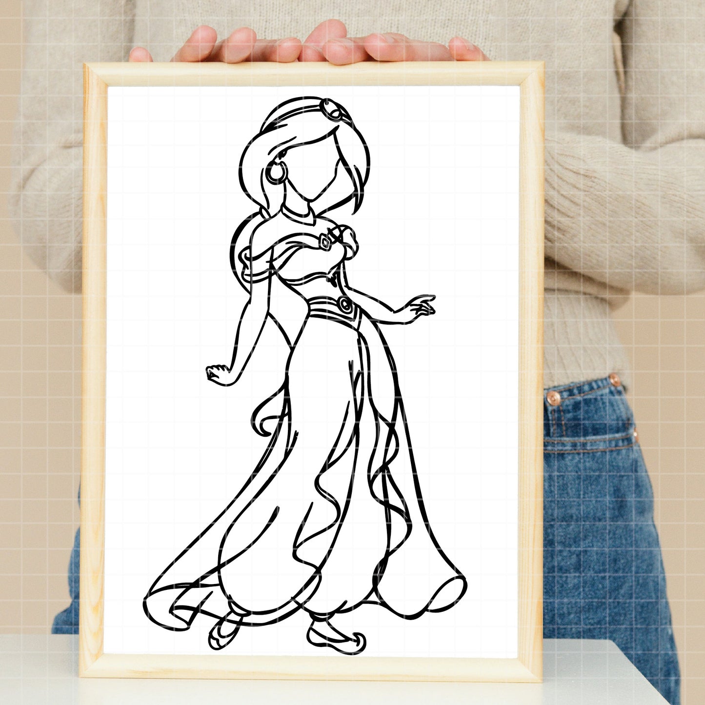 COD1666- Jasmine Svg, Princess Svg, Arabian Princess SVG, outline svg, Aladdin svg, Princess svg, silhouette svg, disney svg