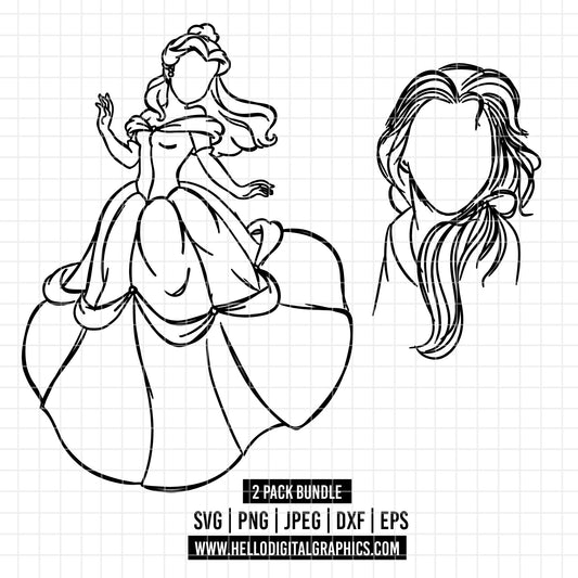 COD1667- Beauty and the beast svg, belle svg, beast svg, outline svg, cricut, silhouette,Disney svg, Princess Belle