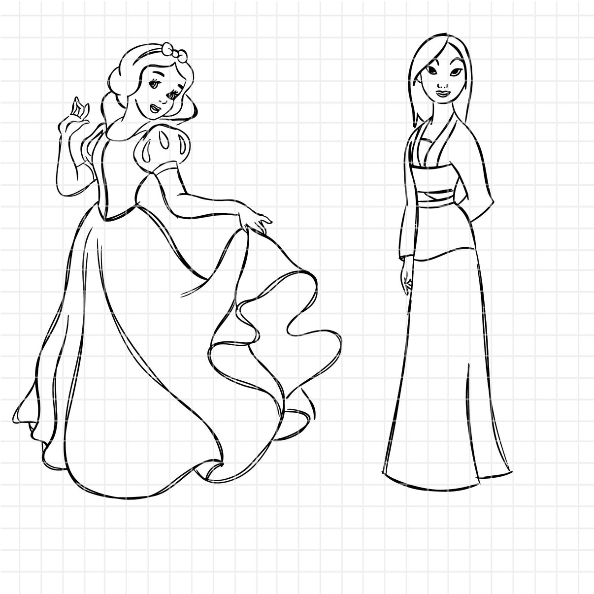 COD1673 Disney Princess outline svg bundle, 14 princess SVG, Princess