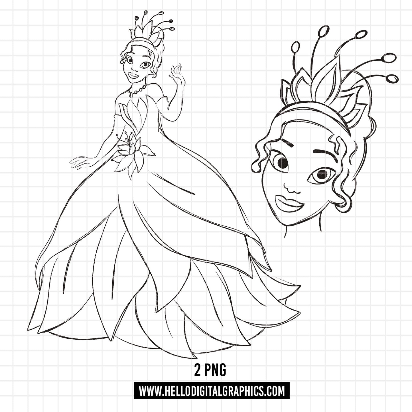 COD1676- The frog and the Princess sketch png, tiana png, frog png, Princess Tiana with Frog, disney png