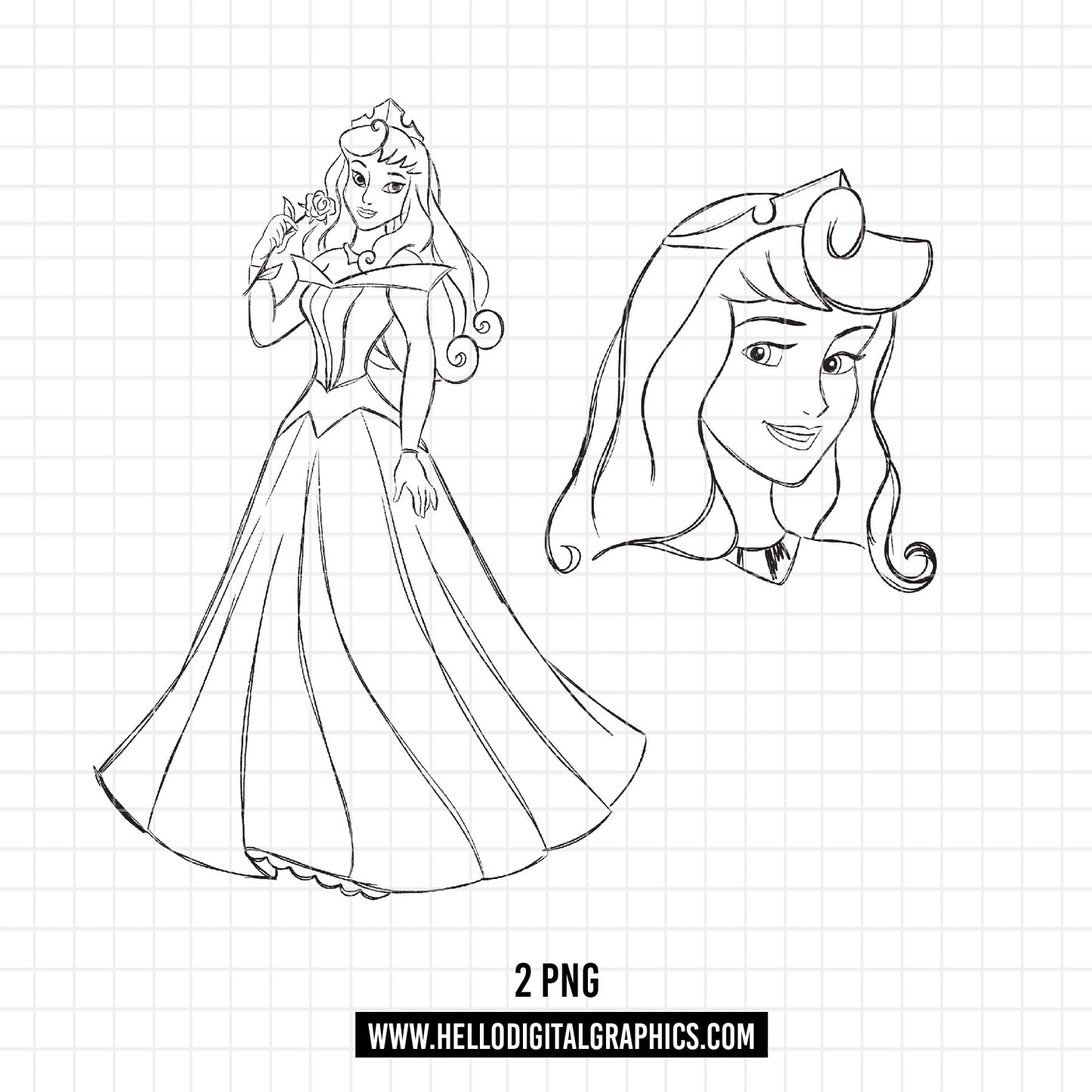 COD1686 -Aurora png, Princess sketch png, Sleeping Beauty png, disney png, princess png