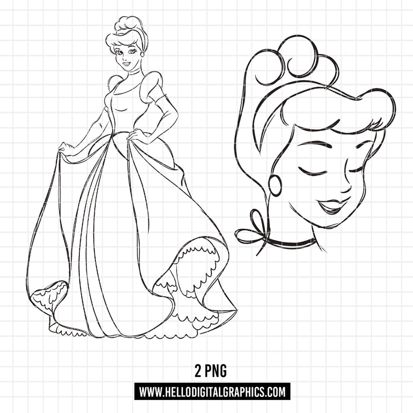 COD1694 - Cinderella png, Princess cinderella sketch png, disney png ...