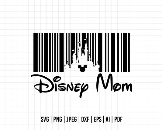 COD170- Barcode Disney mom svg, Mother svg, mom svg, disney svg, Silhouette, Cricut
