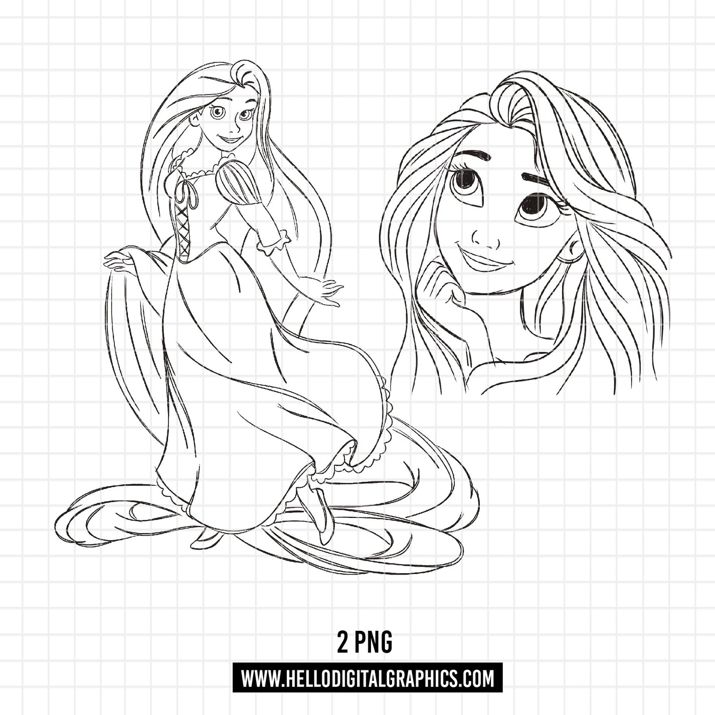 COD1700 - Tangled png, tangled princess png, rapunzel sketch png, Rapu ...