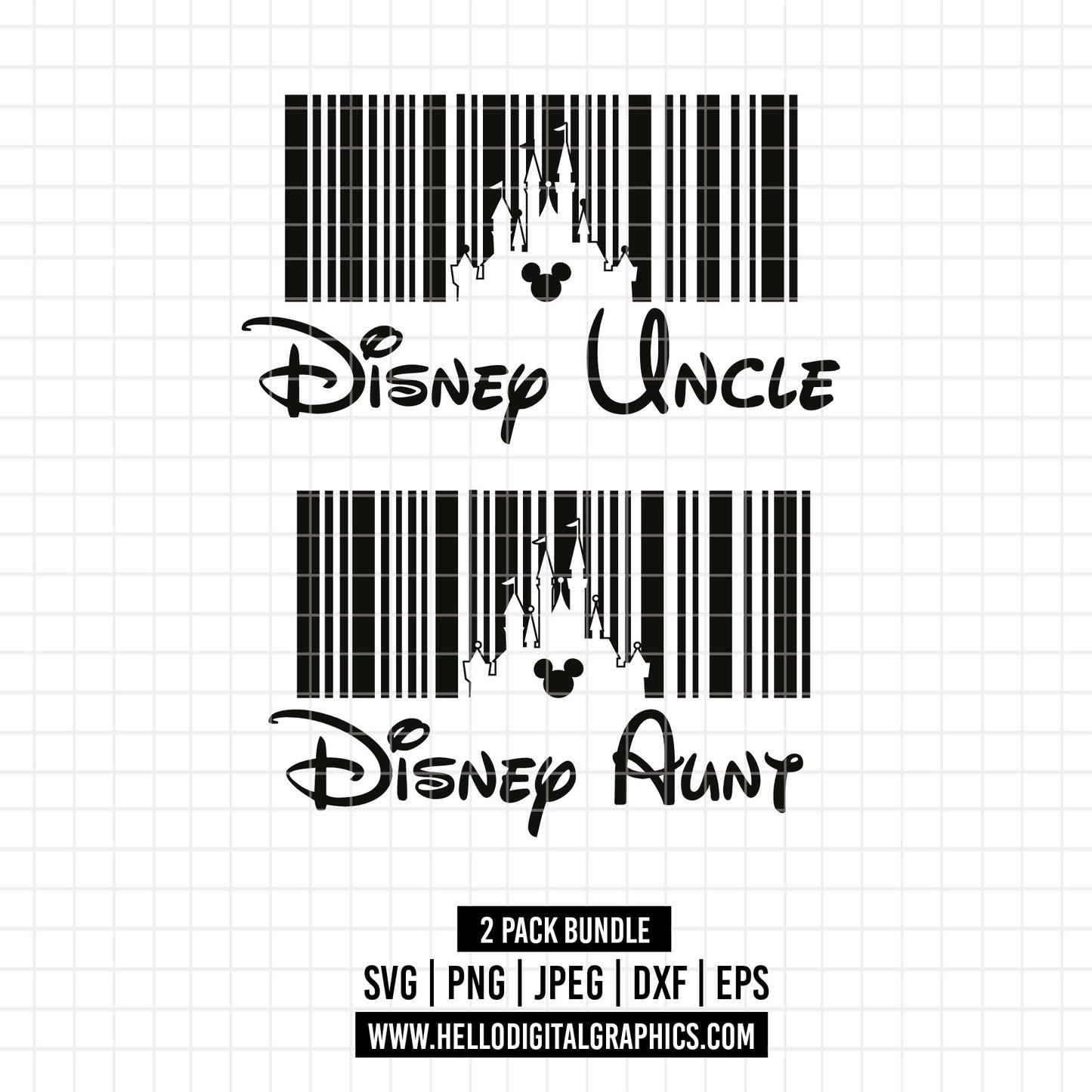 COD1719- Barcode Disney uncle svg, Aunt svg, uncle svg, disney svg, Silhouette, Cricut