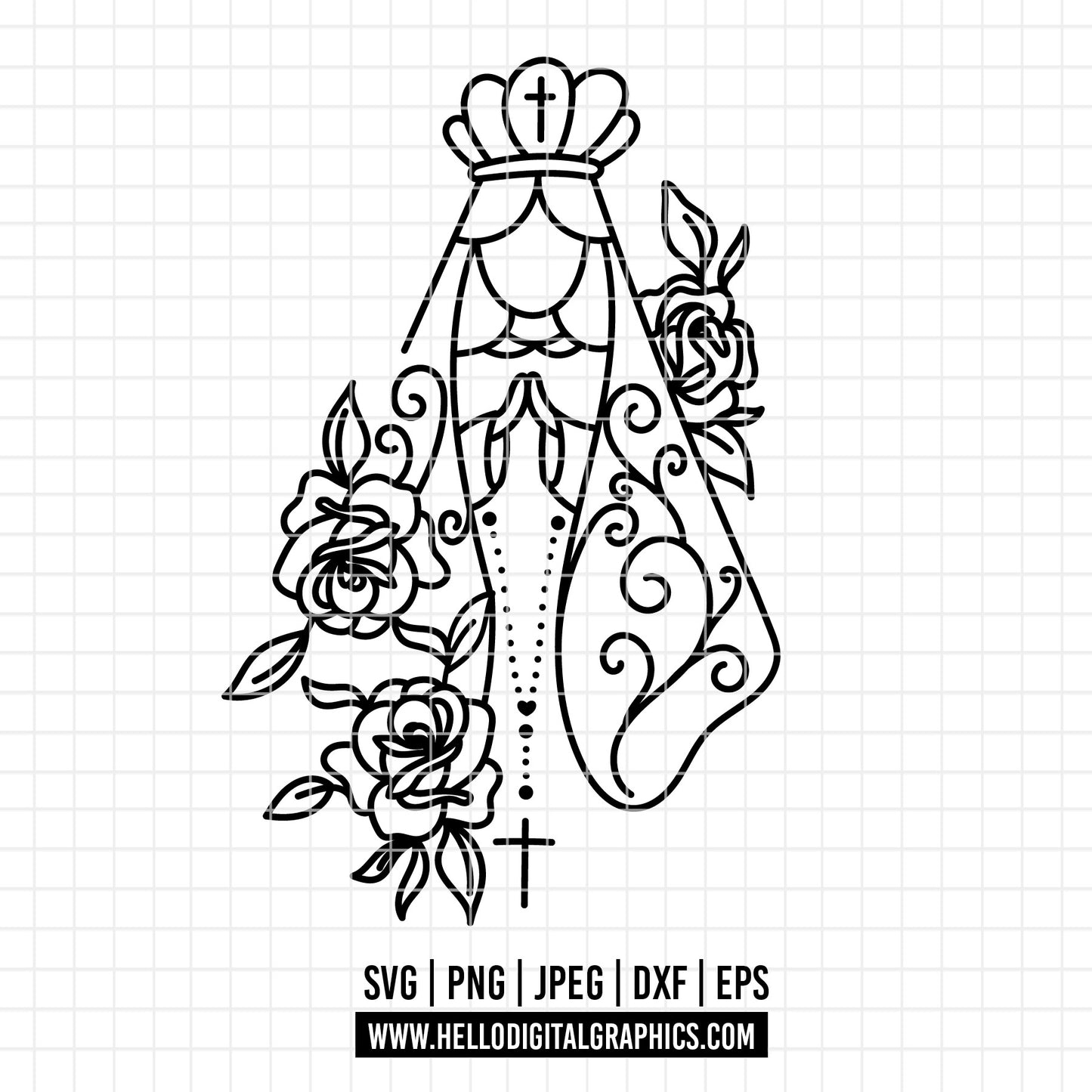 COD1720 - Rosary Catholic SVG, Religious SVG, Rosary Digital Cutting Files SVG, Cricut file, Cross svg, Silhouette, Vector