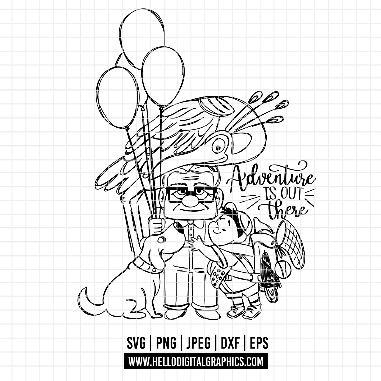 COD1722 - Up Movie svg, Adventure Is Out There svg, Up Balloon Shirt, Carl, Dug, Russel, Kevin, Balloon Shirt svg, Up PNG, Up Clipart, Up svg