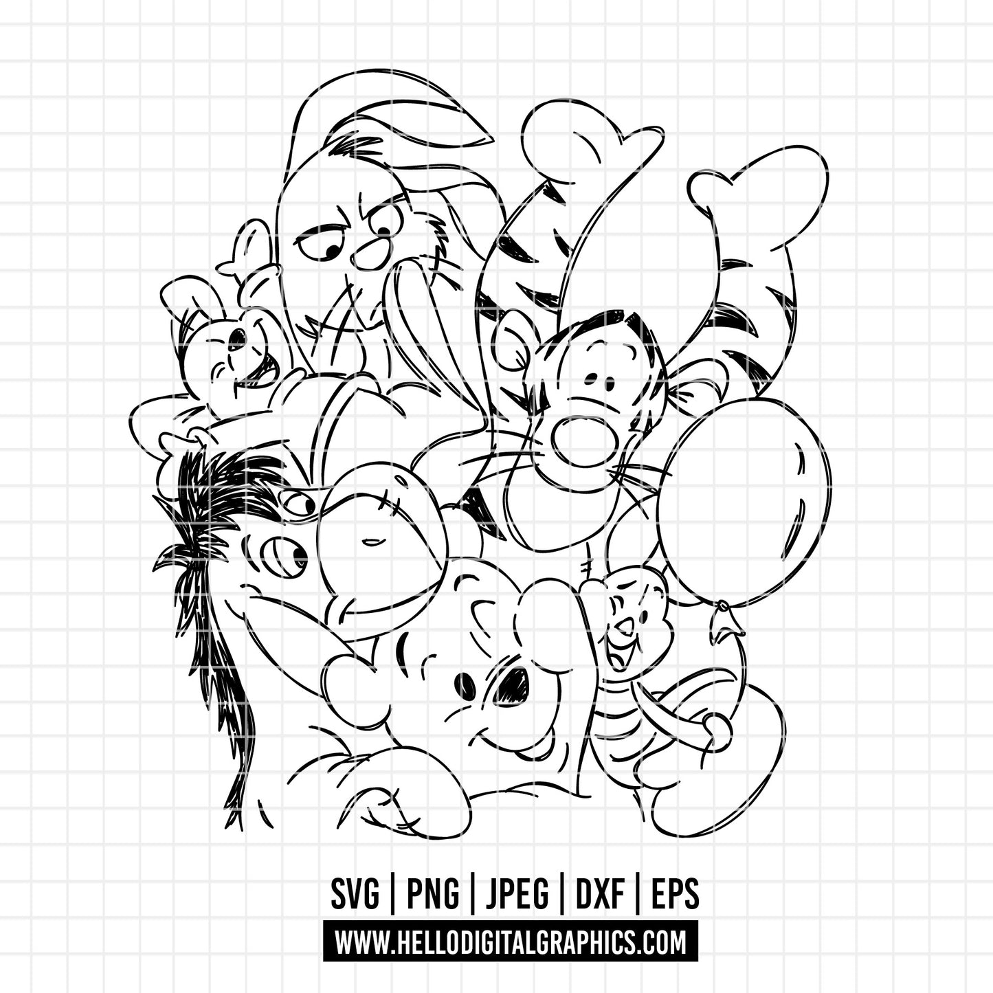 COD1723 - Classic Winnie the pooh svg, pooh sketch svg, Disney svg, party pooh svg