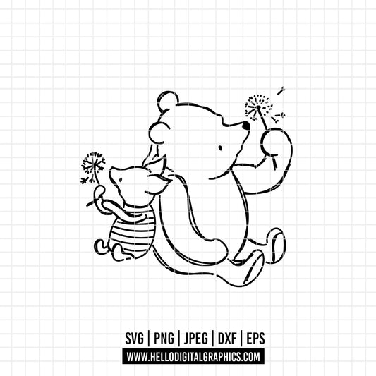 COD1724 - Winnie the Pooh svg, pooh png, classic winnie the pooh svg, baby shower svg, pooh party