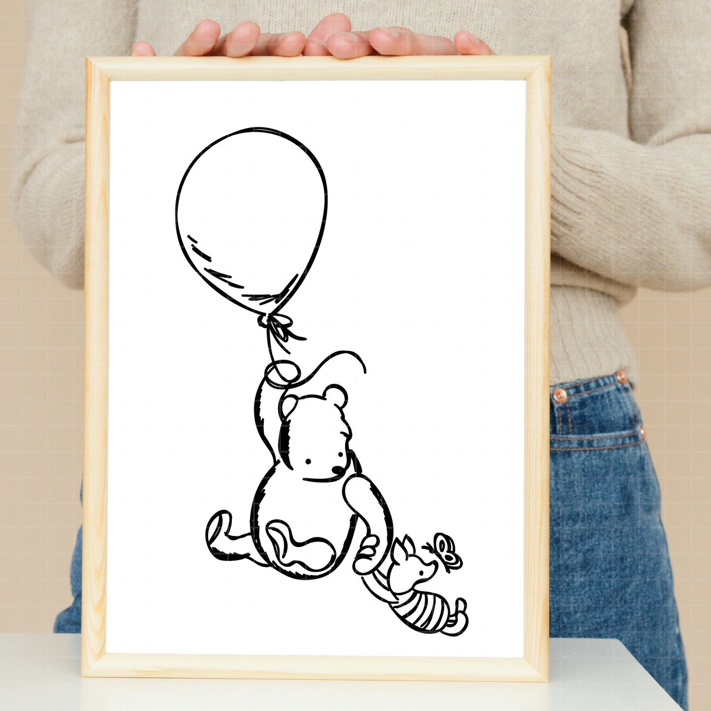 COD1727 - Winnie the pooh svg, Winnie The Pooh With Balloon, Pooh Party Supplies