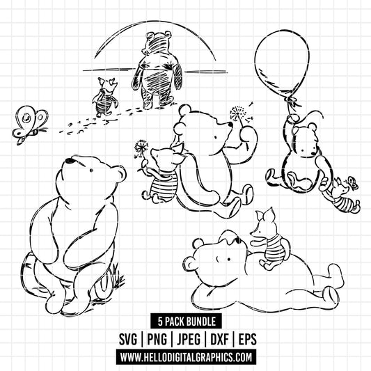 COD1738 - Winnie the Pooh svg, pooh png, classic winnie the pooh svg, baby shower svg, pooh party