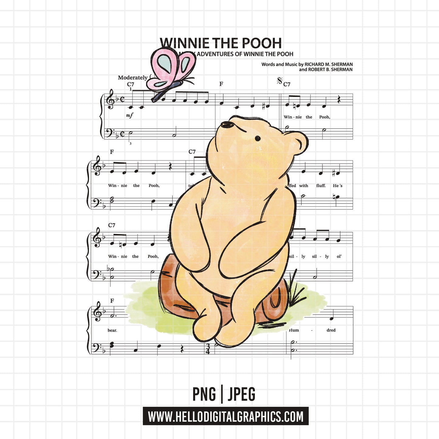 COD1742 - Winnie the Pooh Png, pooh png, classic winnie the Pooh Png, baby shower png