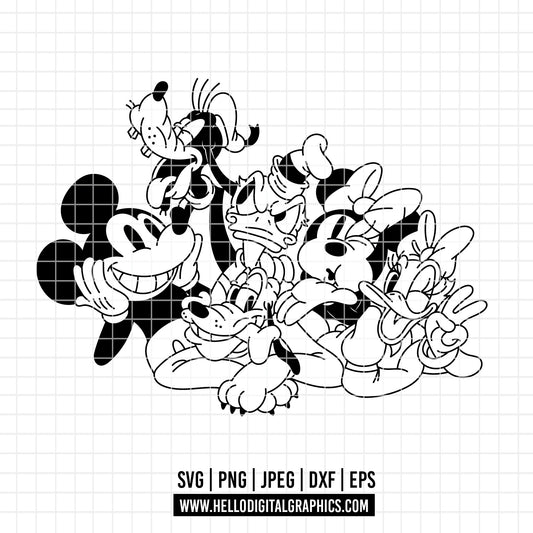 COD1766 - Disney svg, mickey svg, minnie svg, pluto svg, goffy svg, donald svg, Silhouette, Cricut