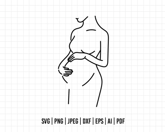 COD18-Baby svg, Pregnant Woman Svg, Line Art Svg, Motherhood Cricut Pregnancy Silhouette Mum