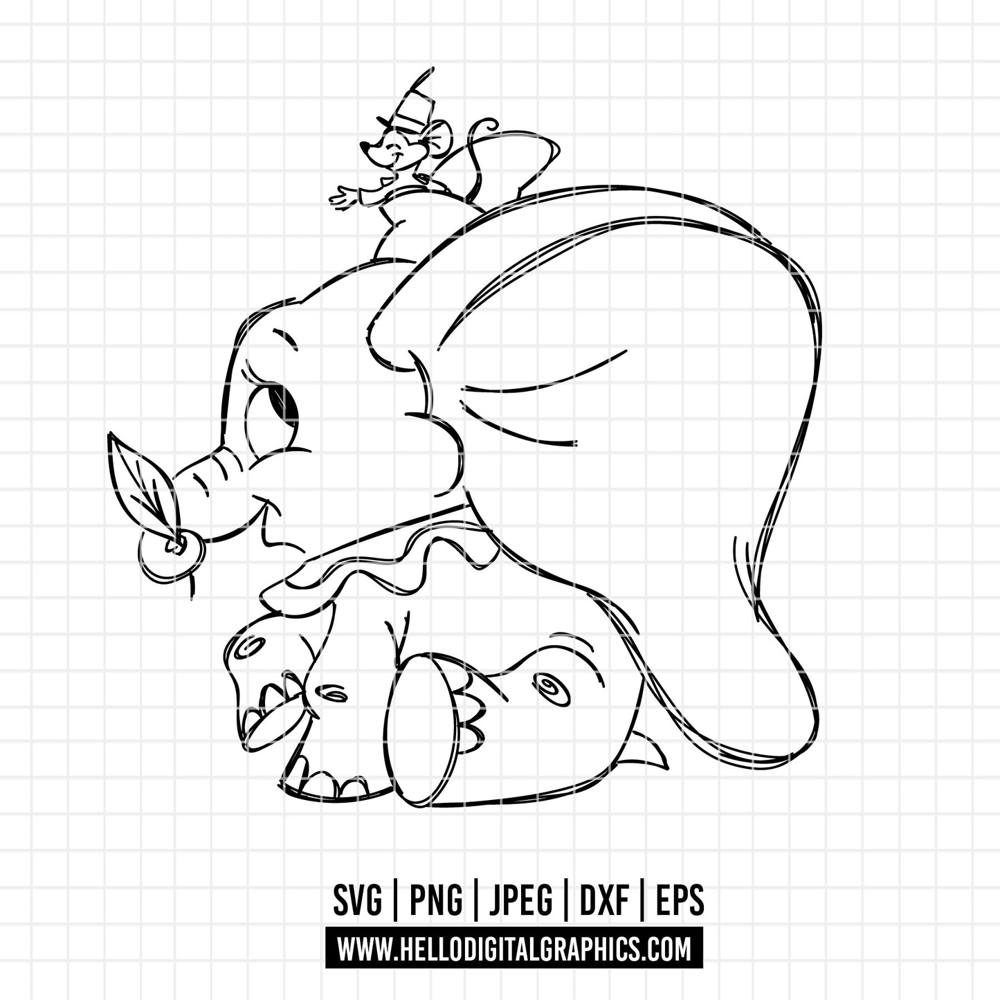 COD1856- Dumbo svg, Digital Download, Instant Download, svg, dxf, eps & png files included!