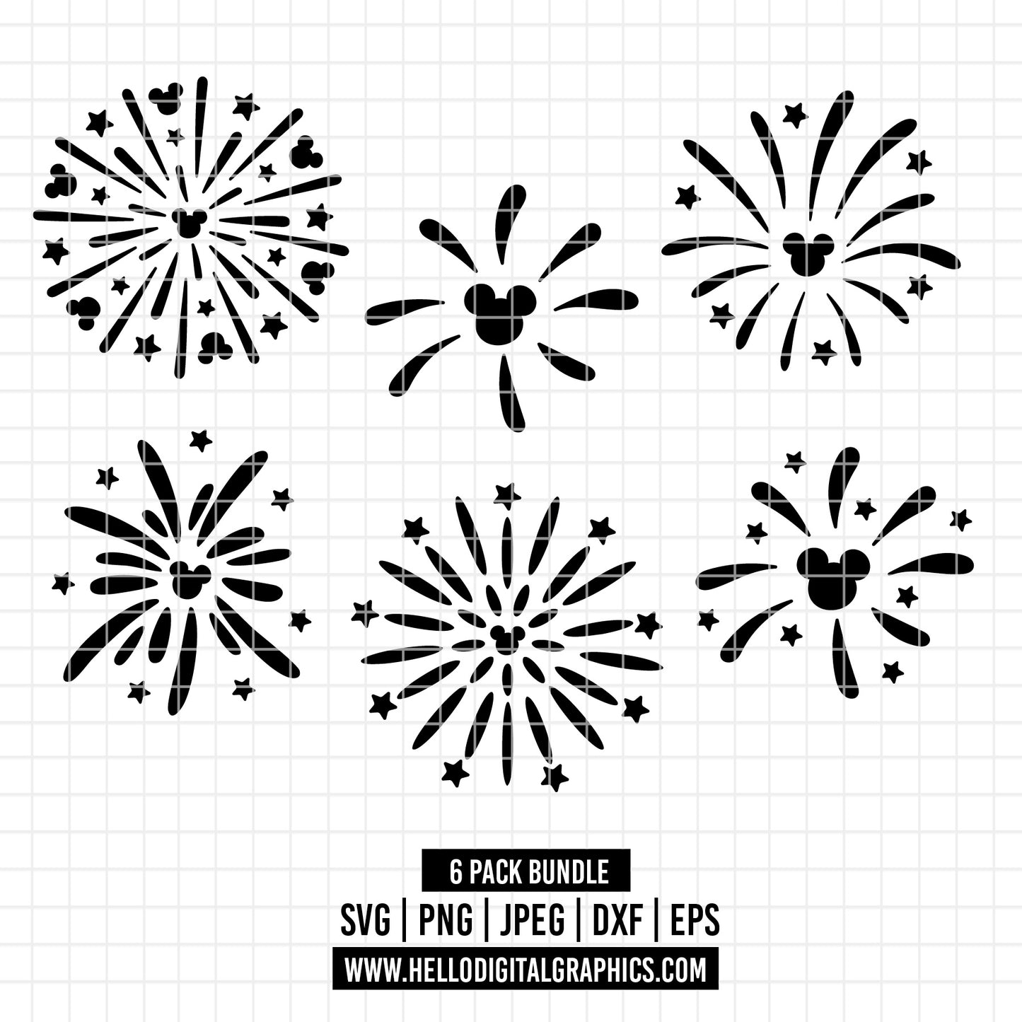 1928 Mickey Head Fireworks SVG, fireworks SVG and PNG Download for cricut and silhouette cutting files for cricut silhouette