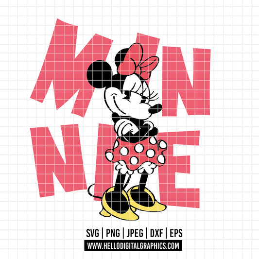 COD1931 -  Minnie mouse svg, Disney svg, minnie svg, Silhouette, Cricut, minnie dtf