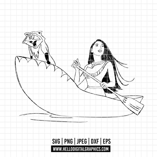 COD1947 - Pocahontas svg, nature svg, princess svg, outline svg, cricut silhouette, Disney svg