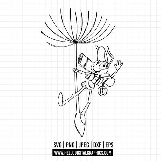 1968 - Flik, a bug life line art SVG, PNG, DTF - Disneey a bug life clipart vector. Disneey icons. Flik dtf clipart. Abugs life outline svg