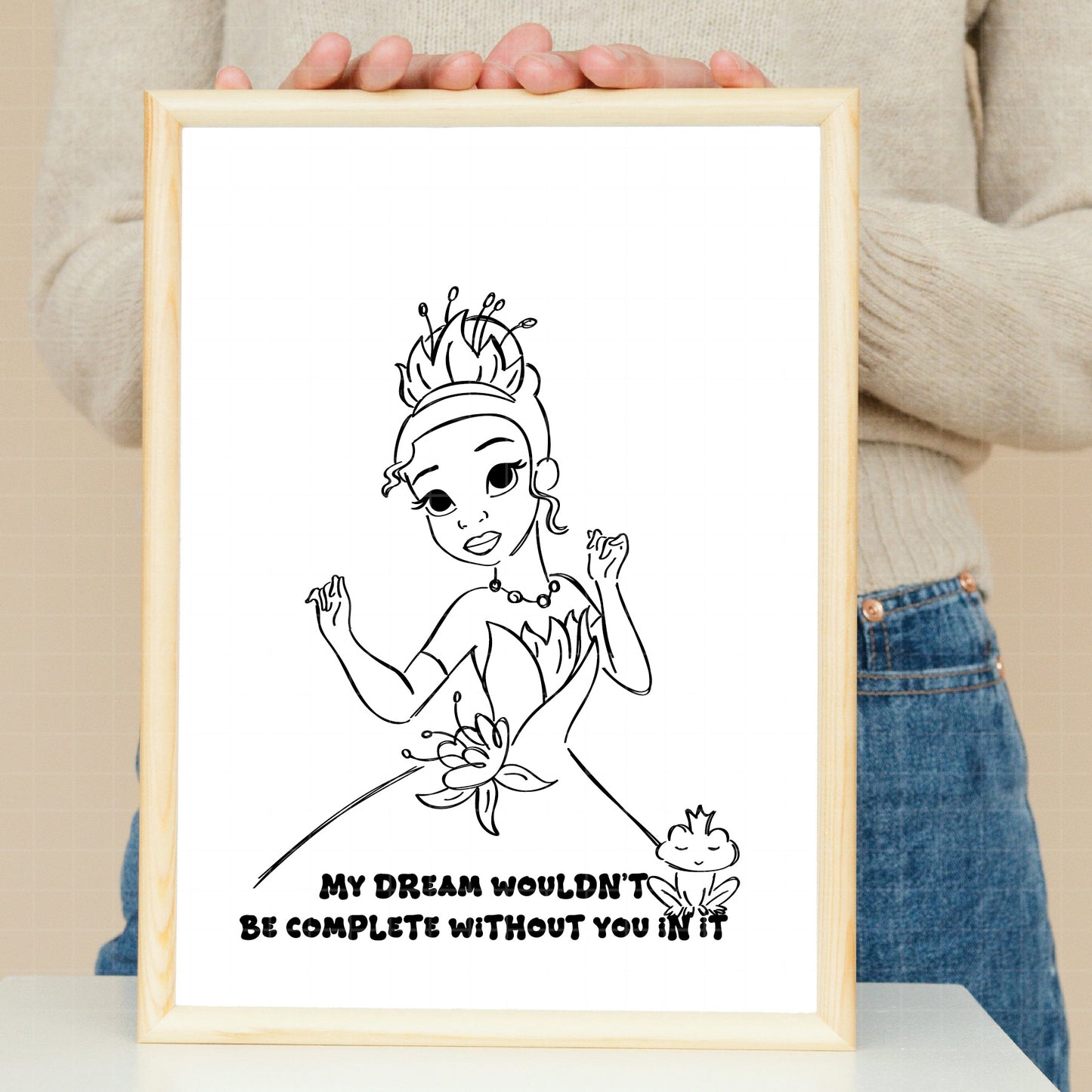 COD1994 - The frog and the Princess svg, tiana svg, frog svg, Princess Tiana with Frog, outline svg, cricut silhouette, Princess svg, Disney svg