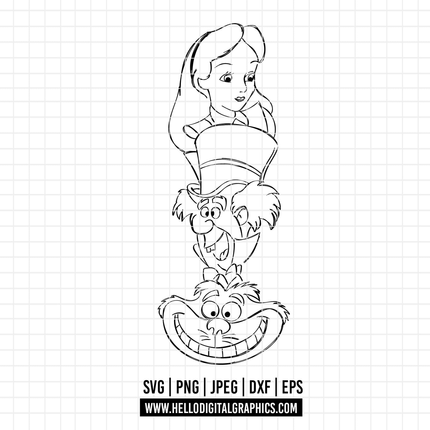 COD2008 - Alice in wonderland svg, Alice sketch svg, disney svg, Silhouette, Cricut