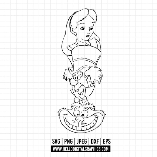 COD2008 - Alice in wonderland svg, Alice sketch svg, disney svg, Silhouette, Cricut