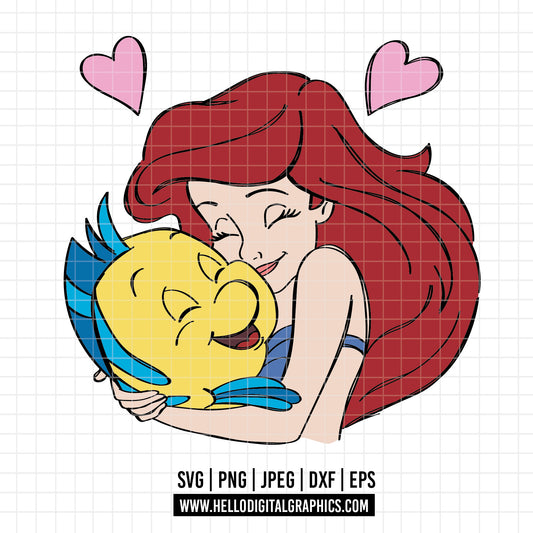 COD2038 - Little Mermaid svg, Ariel svg, Outline Svg, Princess svg, disney svg, Cricut, Silhouette